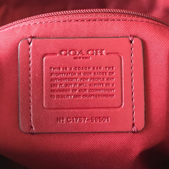 Coach Prairie Chain Satchel Handbag Cherry Leather - Picture 7 of 9